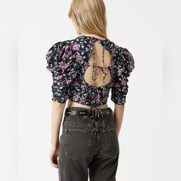 Isabel Marant Étoile Silva Floral Puff Sleeve Top NWT - Picture 5 of 10